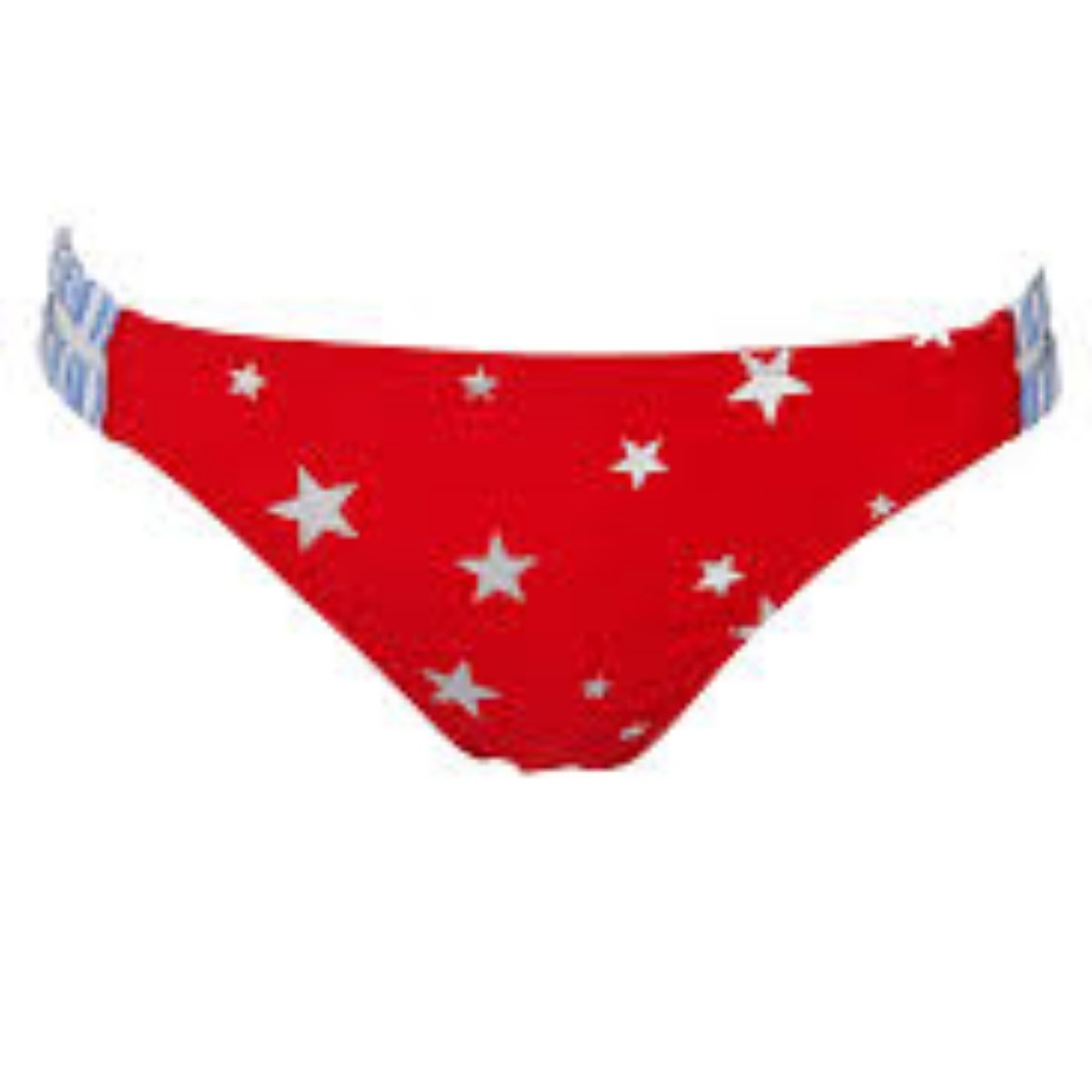 California Waves Red Blue Americana Bikini Bottoms - Picture 3 of 5